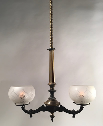 Genuine Antique Lighting: 2-Light Renaissance Revival Chandelier