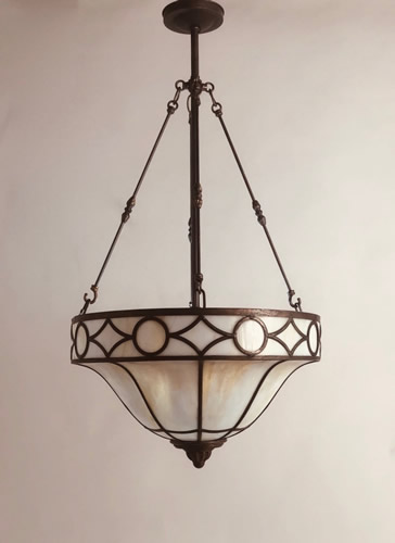 Genuine Antique Lighting: Opalescent Geometric Slag Glass Inverted Dome ...