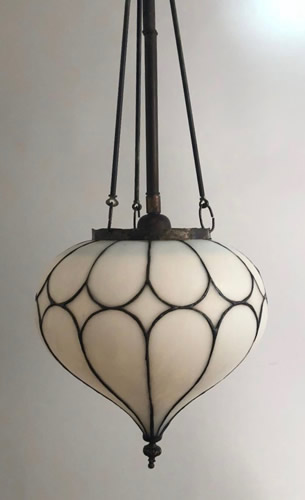 Genuine Antique Lighting: Pagoda Shape Leaded Glass inverted Dome