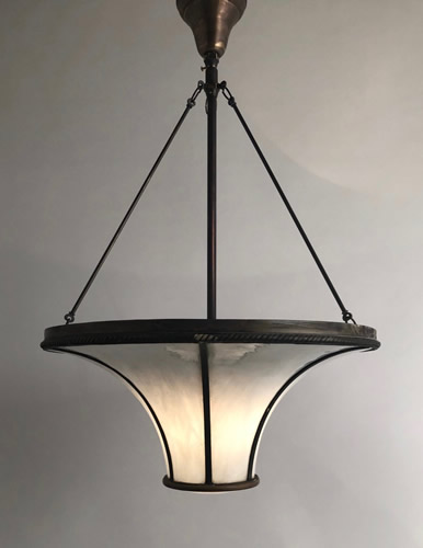 Genuine Antique Lighting: Opalescent Tapered Slag Glass Inverted Domes