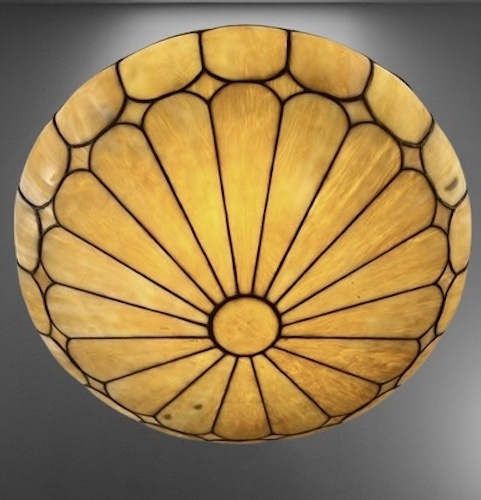 Cream Amber Leaded Glass Inverted Dome