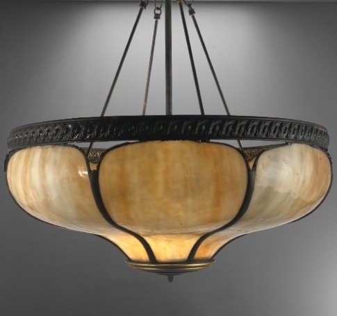 Cream Leaded Glass Inverted Dome Light