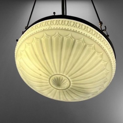 Art Deco Design Milk Glass Inverted Dome Ceiling Light